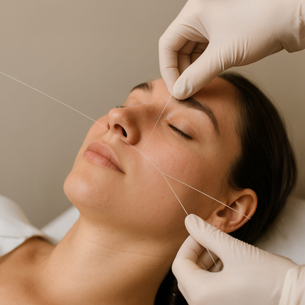 Depilación de cejas con hilo